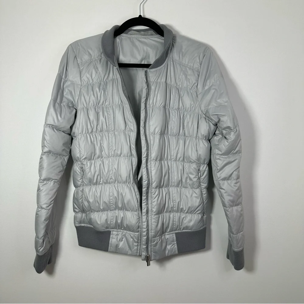 Athleta Women’s Dobby Goose Down Gray Puffer Jacket Size S